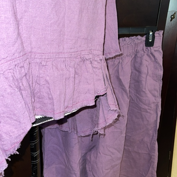 Adorable matching linen set wide leg w/ peplum top in excellent condition - Picture 4 of 7